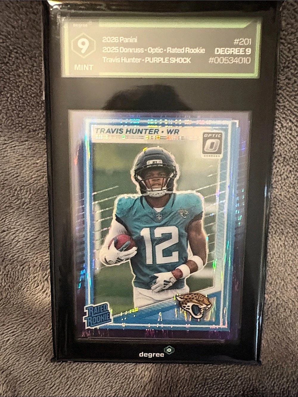 Panini 2025 Donruss Optic Rated Rookie Travis Hunter Purple Shock #201 Teal
